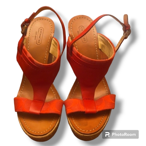 Coach 1941 Orange Mendez Espadrille Wedge Shoes - Picture 2 of 11